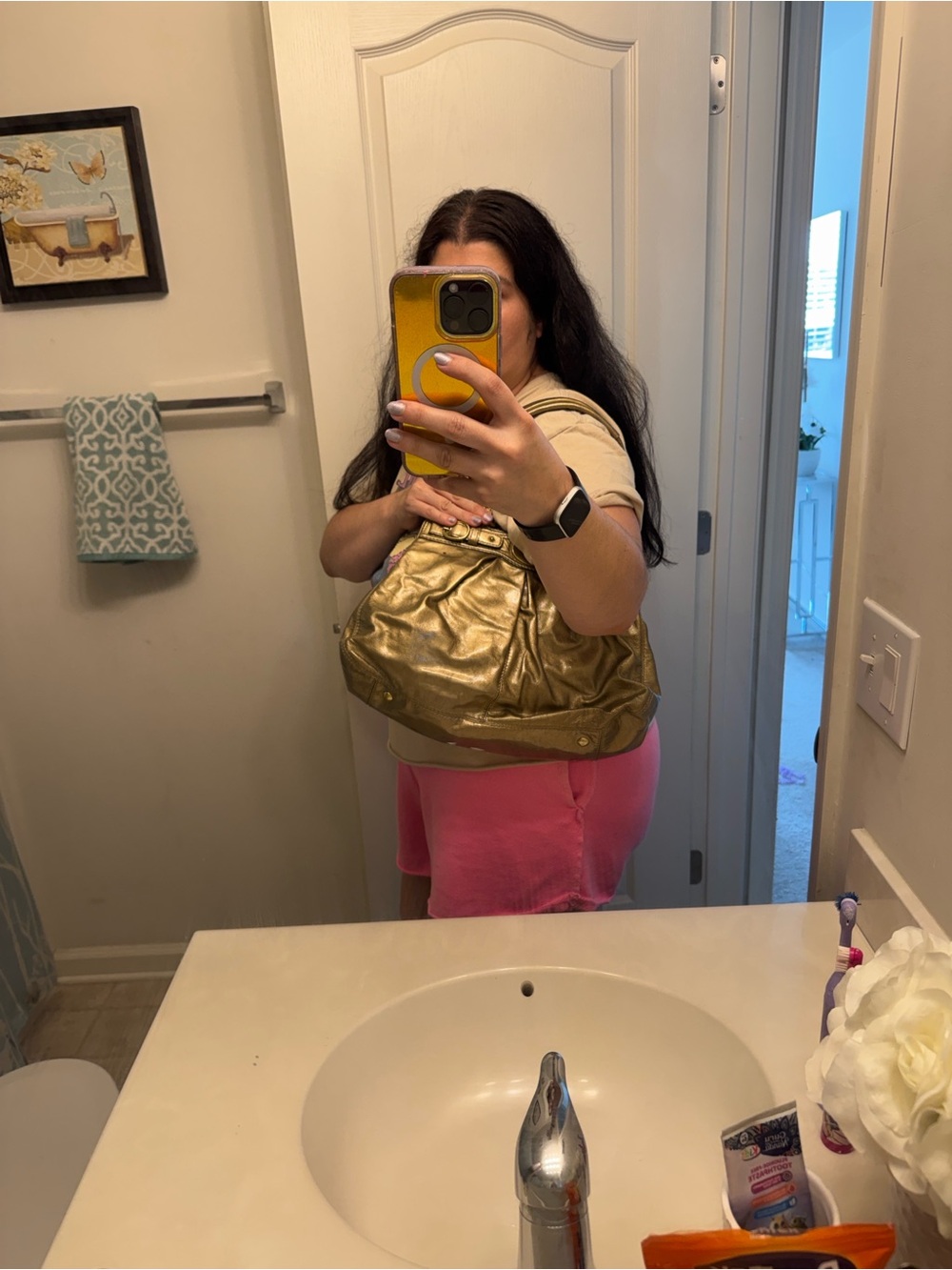 Vintage Y2K Coach Gold Patent Metallic Leather Satchel handbag Purse - Picture 8 of 9